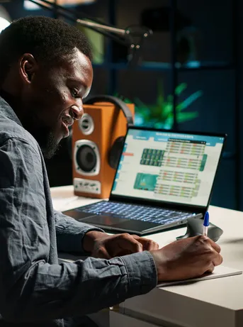 black-freelancer-researching-online